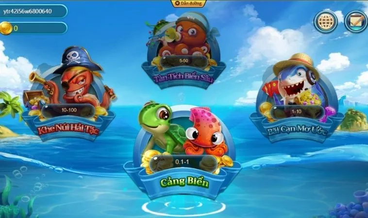 Các phòng chơi trong game Bắn Cá Vua Hải Tặc Tại 9Club