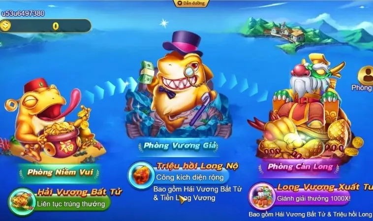 Chinh Phục Đại Dương Rinh Thưởng Khủng Với Bắn Cá Royal Fishing 2 Các phòng chơi trong game Bắn Cá Royal Fishing 9Club