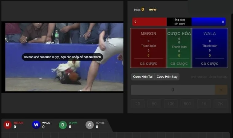 Các cửa cược tại sảnh Đá Gà Sabong 9Club